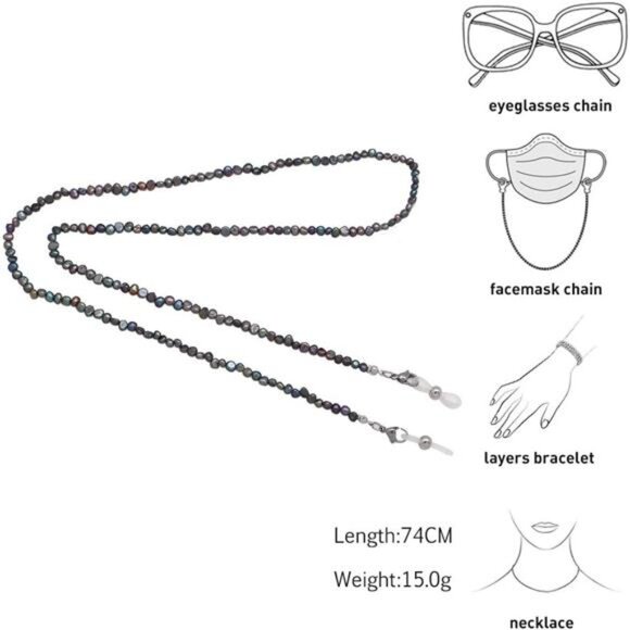 Mask Lanyard Chain Face Mask Holder Chain Freshwater Pearl Eyeglasses Chain - Picture 6 of 7